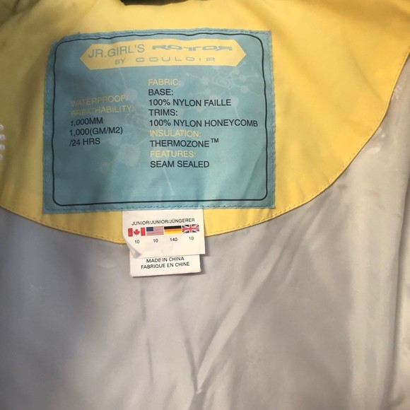 Couloir size 10 ski winter coat Jacket pale yellow - Picture 7 of 9